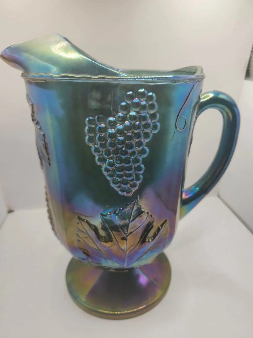 Vintage Indiana Glass Blue Carnival Glass Pitcher
